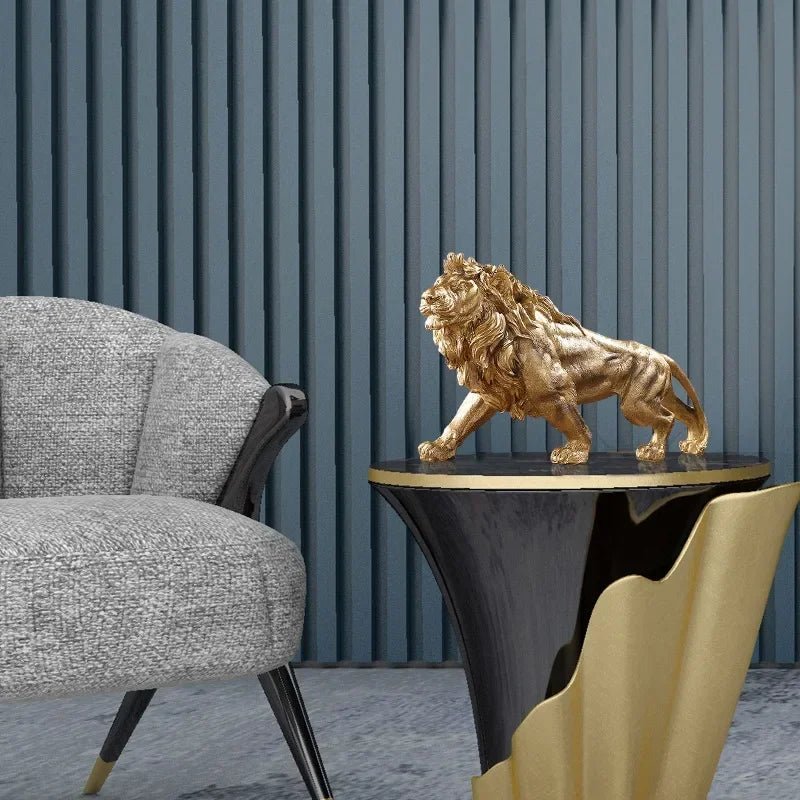 Golden Lion King Resin Ornament | Luxury Home Accessories | Heulog Glow