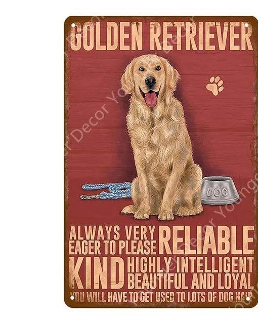 Golden Retriever Dog Tin Sign | Luxury Home Accessories | Heulog Glow