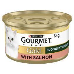 Gourmet Gold Succulent Delights Salmon Wet Cat Food 12 x 85g | Luxury Home Accessories | Heulog Glow