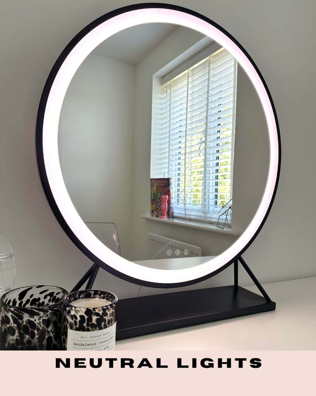 Grace Round Hollywood Mirror Black 60x67cm | Luxury Home Accessories | Heulog Glow