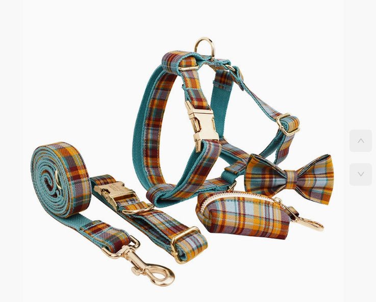 Green Plaid Plain Pet Collar | Luxury Home Accessories | Heulog Glow