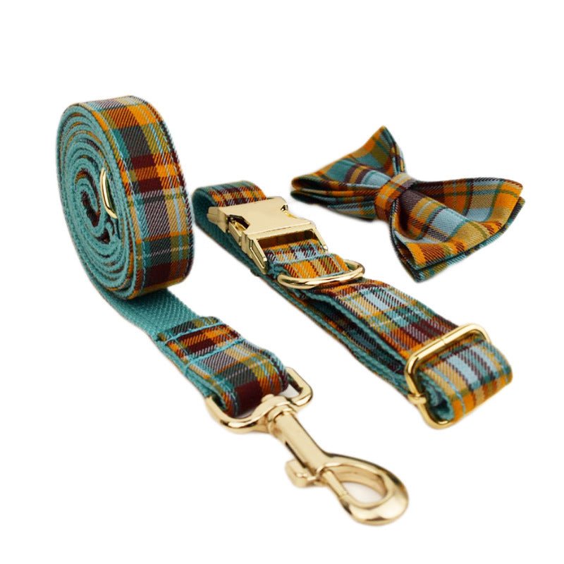 Green Plaid Plain Pet Collar | Luxury Home Accessories | Heulog Glow