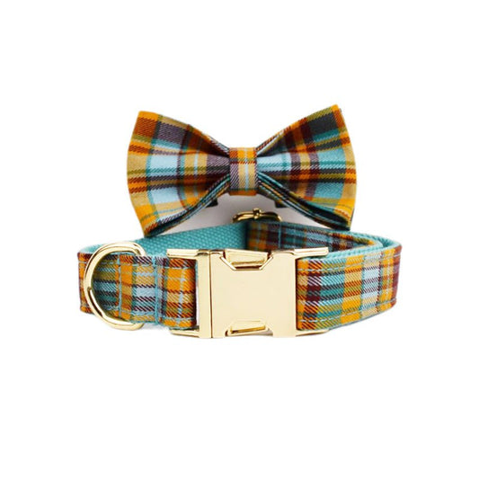 Green Plaid Plain Pet Collar | Luxury Home Accessories | Heulog Glow
