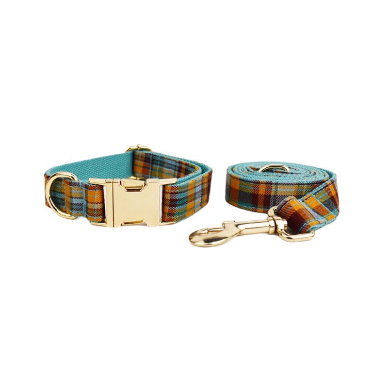 Green Plaid Plain Pet Collar | Luxury Home Accessories | Heulog Glow