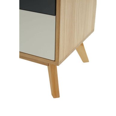 Grey and White Two-Drawer Bedside Table with Natural Wood Finish Frame | Watson | Luxury Home Accessories | Heulog Glow