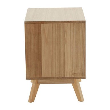 Grey and White Two-Drawer Bedside Table with Natural Wood Finish Frame | Watson | Luxury Home Accessories | Heulog Glow