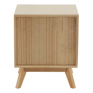 Grey and White Two-Drawer Bedside Table with Natural Wood Finish Frame | Watson | Luxury Home Accessories | Heulog Glow