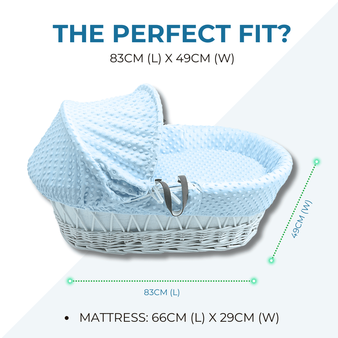 Grey Waffle White Wicker Baby Moses Basket With Stand | Luxury Home Accessories | Heulog Glow