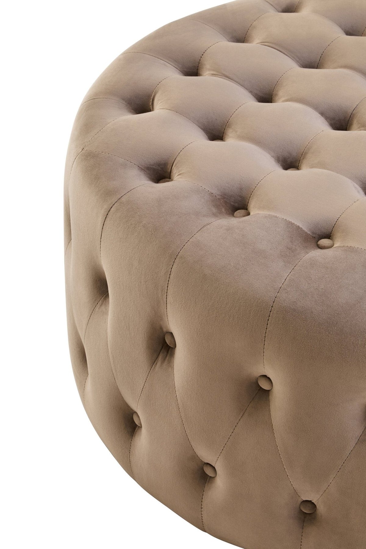 Haley Mink Velvet Round Tufted Footstool | Luxury Home Accessories | Heulog Glow