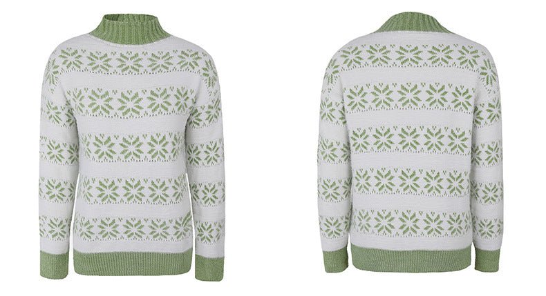 Half High Neck Christmas Snowflake Sweater Blouse | Luxury Home Accessories | Heulog Glow