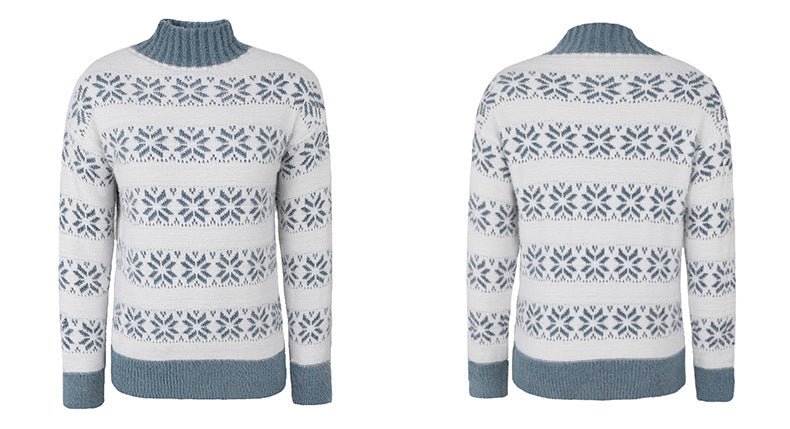 Half High Neck Christmas Snowflake Sweater Blouse | Luxury Home Accessories | Heulog Glow