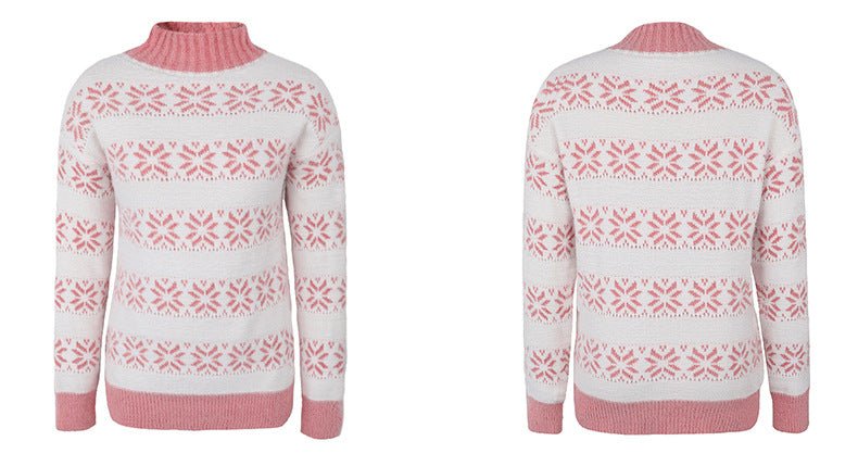 Half High Neck Christmas Snowflake Sweater Blouse | Luxury Home Accessories | Heulog Glow