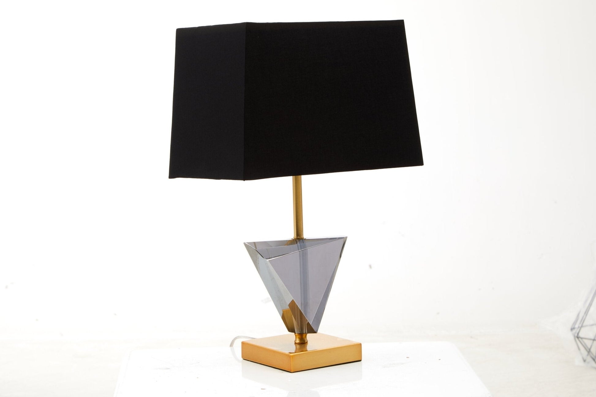 Halina Smoked Crystal Table Lamp with Gold Metal | Luxury Home Accessories | Heulog Glow