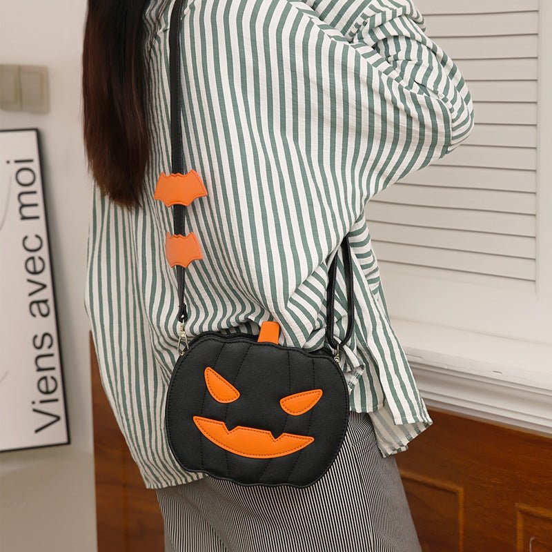 Halloween Bags Funny Pumpkin Cartoon Shoulder Crossbody Bag With Bat Personalized Creative Female Bag | Luxury Home Accessories | Heulog Glow