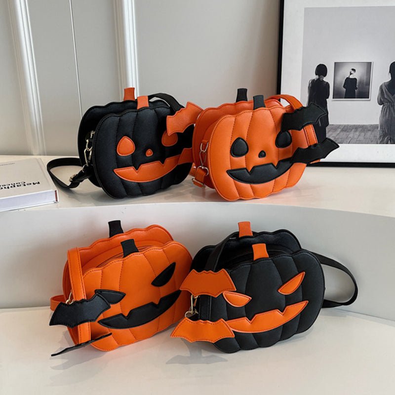 Halloween Bags Funny Pumpkin Cartoon Shoulder Crossbody Bag With Bat Personalized Creative Female Bag | Luxury Home Accessories | Heulog Glow