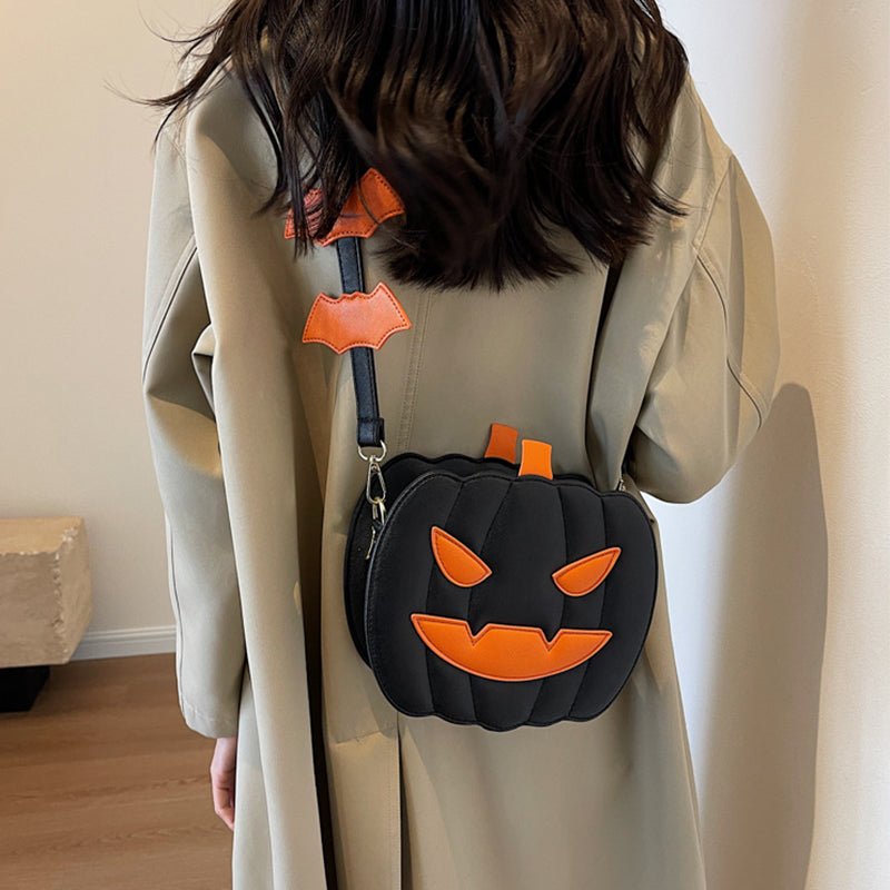 Halloween Bags Funny Pumpkin Cartoon Shoulder Crossbody Bag With Bat Personalized Creative Female Bag | Luxury Home Accessories | Heulog Glow