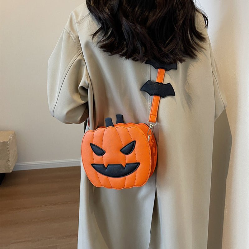 Halloween Bags Funny Pumpkin Cartoon Shoulder Crossbody Bag With Bat Personalized Creative Female Bag | Luxury Home Accessories | Heulog Glow
