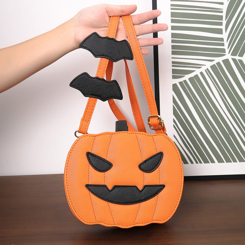 Halloween Bags Funny Pumpkin Cartoon Shoulder Crossbody Bag With Bat Personalized Creative Female Bag | Luxury Home Accessories | Heulog Glow