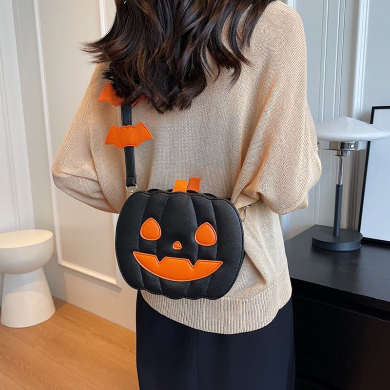 Halloween Bags Funny Pumpkin Cartoon Shoulder Crossbody Bag With Bat Personalized Creative Female Bag | Luxury Home Accessories | Heulog Glow