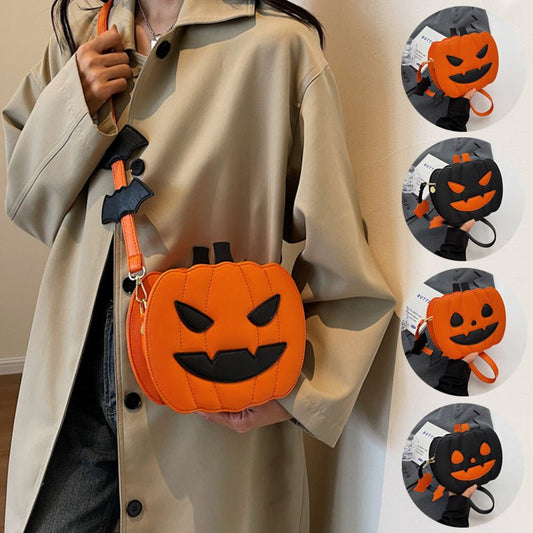 Halloween Bags Funny Pumpkin Cartoon Shoulder Crossbody Bag With Bat Personalized Creative Female Bag | Luxury Home Accessories | Heulog Glow