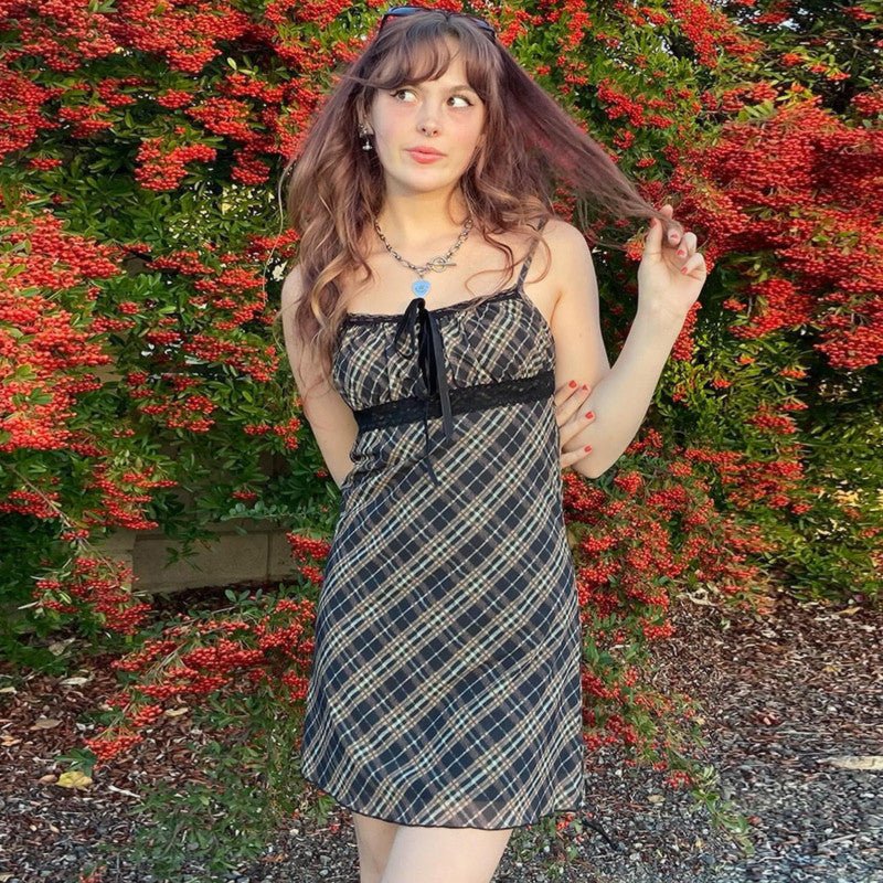 Halter-neck Plaid Slip Dress | Luxury Home Accessories | Heulog Glow