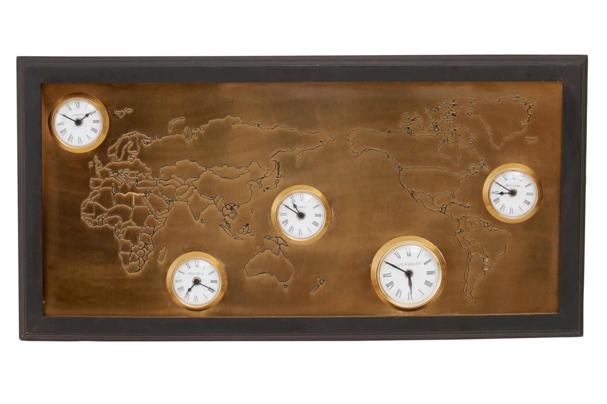 Hampstead World Map Wall Clock | Luxury Home Accessories | Heulog Glow