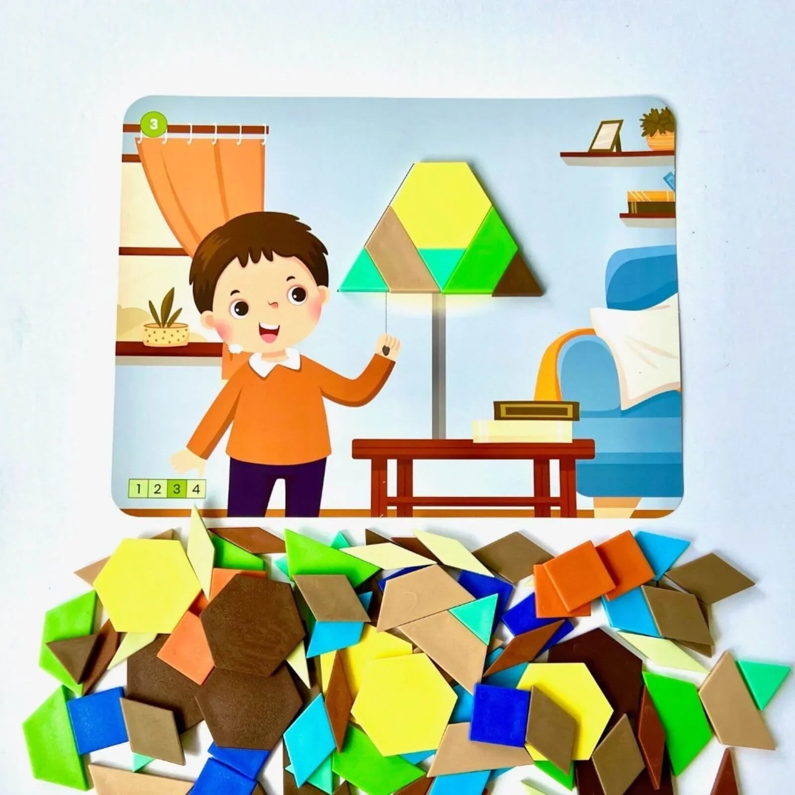 hand2Mind Recycling & Conservation Pattern Block Puzzle Set | Luxury Home Accessories | Heulog Glow