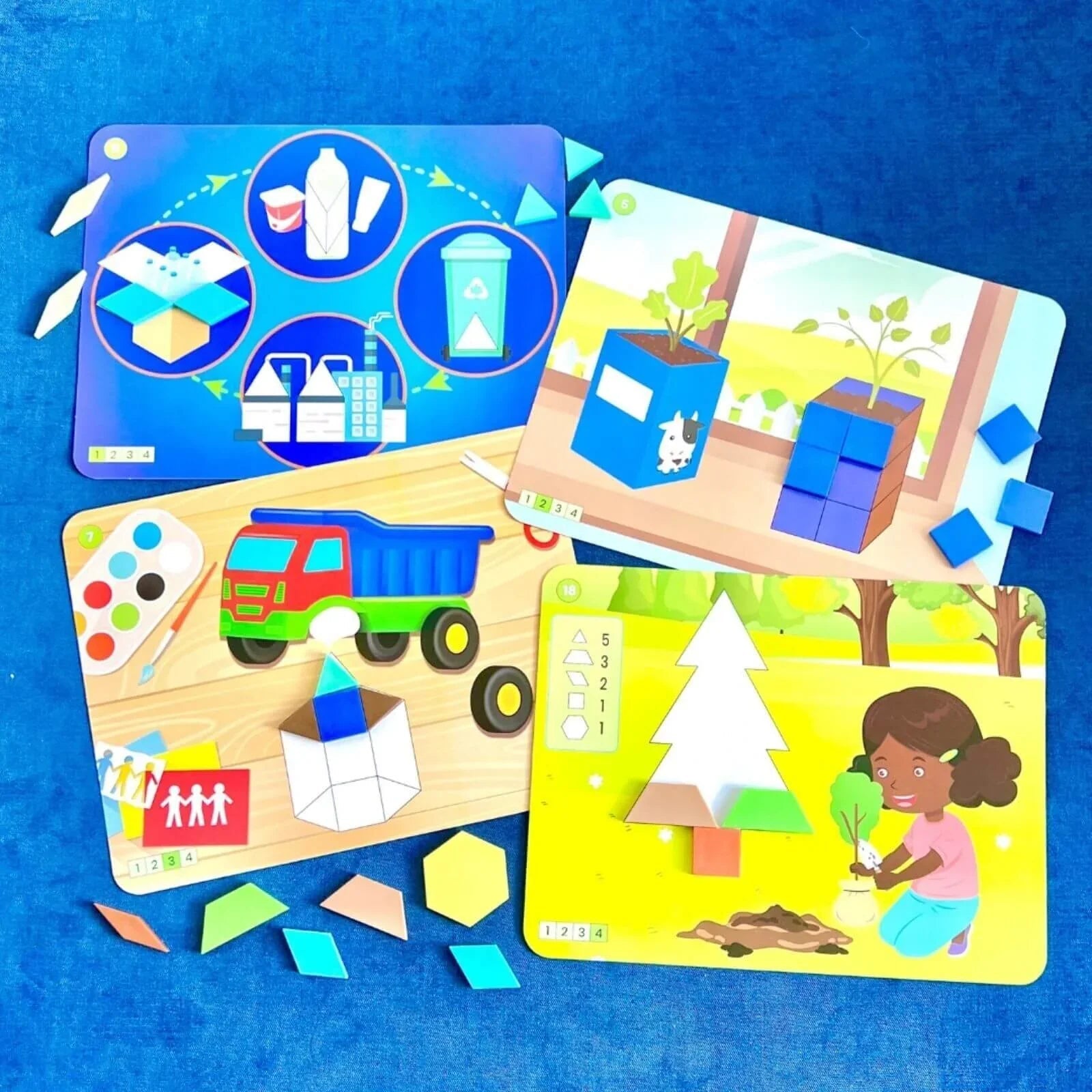 hand2Mind Recycling & Conservation Pattern Block Puzzle Set | Luxury Home Accessories | Heulog Glow