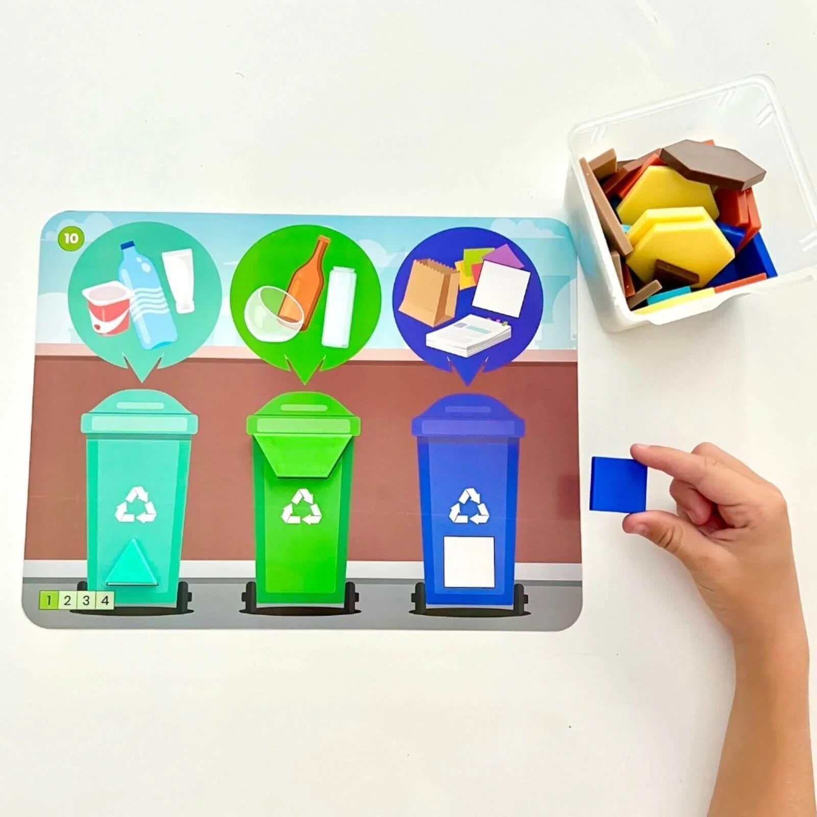 hand2Mind Recycling & Conservation Pattern Block Puzzle Set | Luxury Home Accessories | Heulog Glow