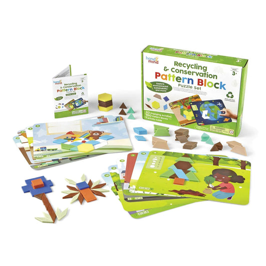 hand2Mind Recycling & Conservation Pattern Block Puzzle Set | Luxury Home Accessories | Heulog Glow