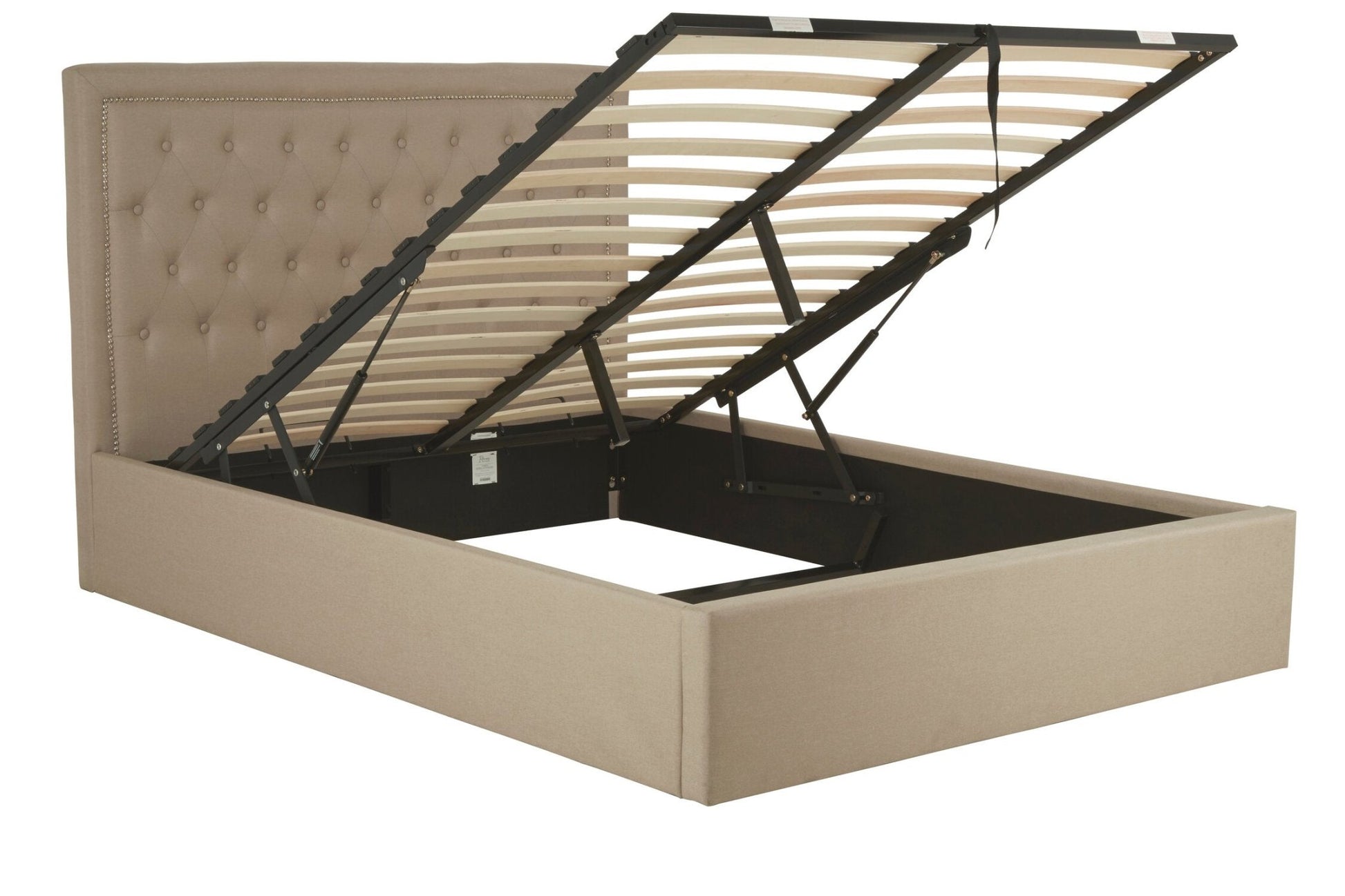 Hannah Beige Ottoman Double Bed | Luxury Home Accessories | Heulog Glow