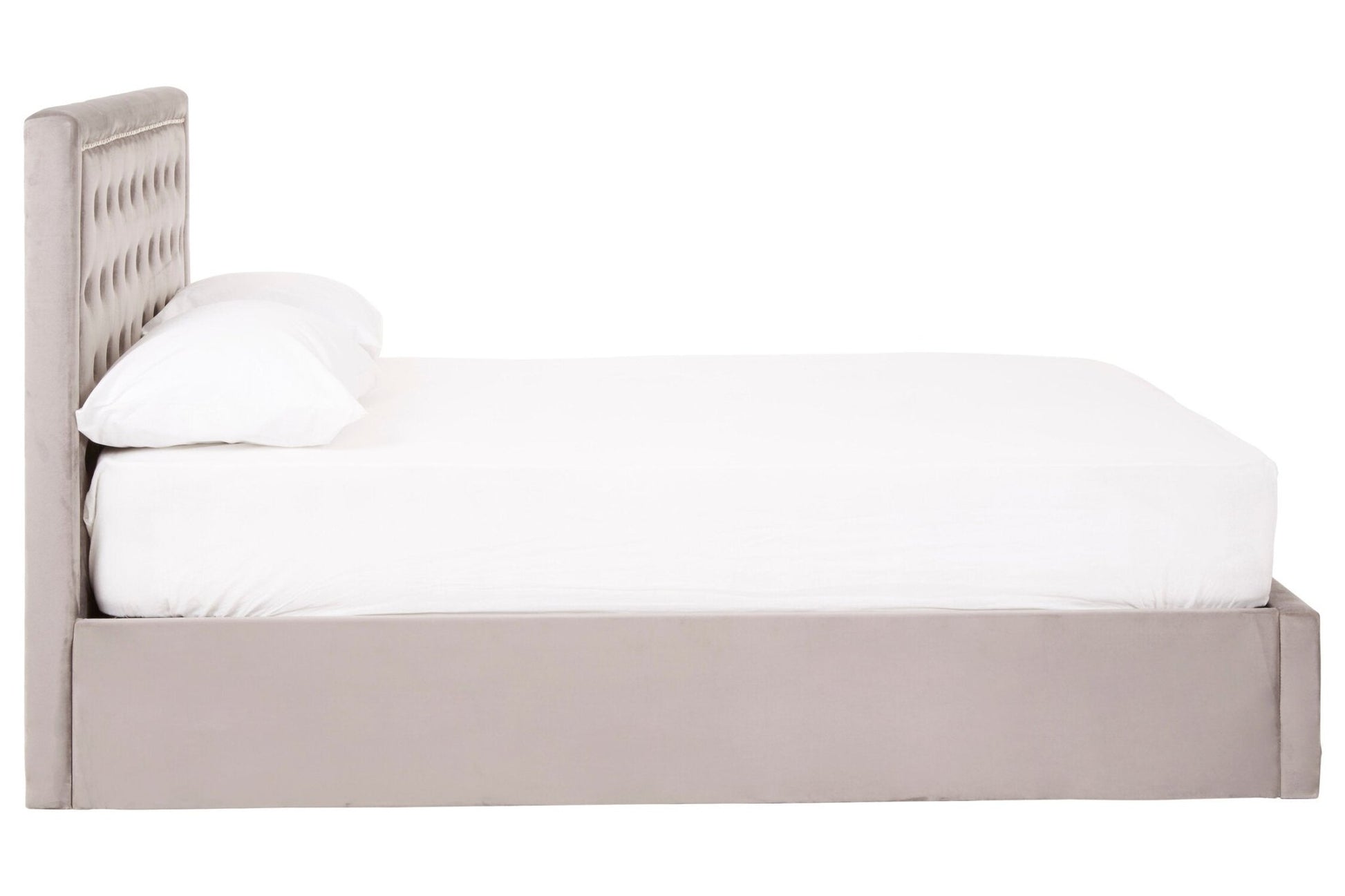 Hannah Grey Velvet Ottoman Bed Double | Luxury Home Accessories | Heulog Glow