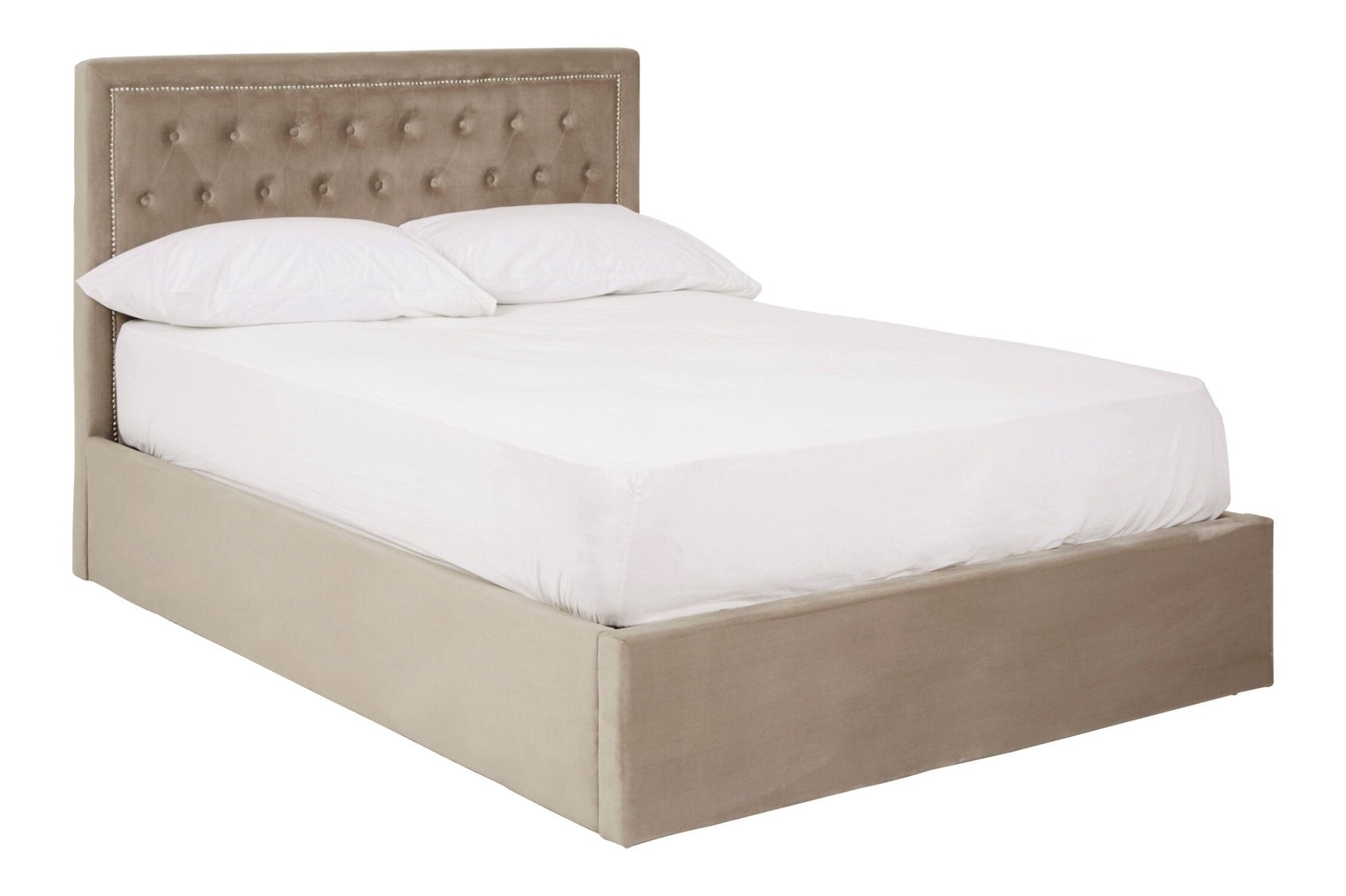 Hannah Mink Velvet Ottoman Double Bed | Luxury Home Accessories | Heulog Glow