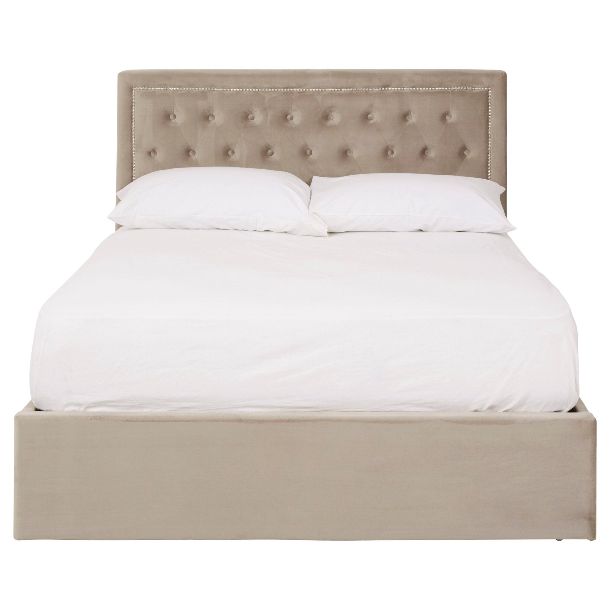 Hannah Mink Velvet Ottoman Double Bed | Luxury Home Accessories | Heulog Glow