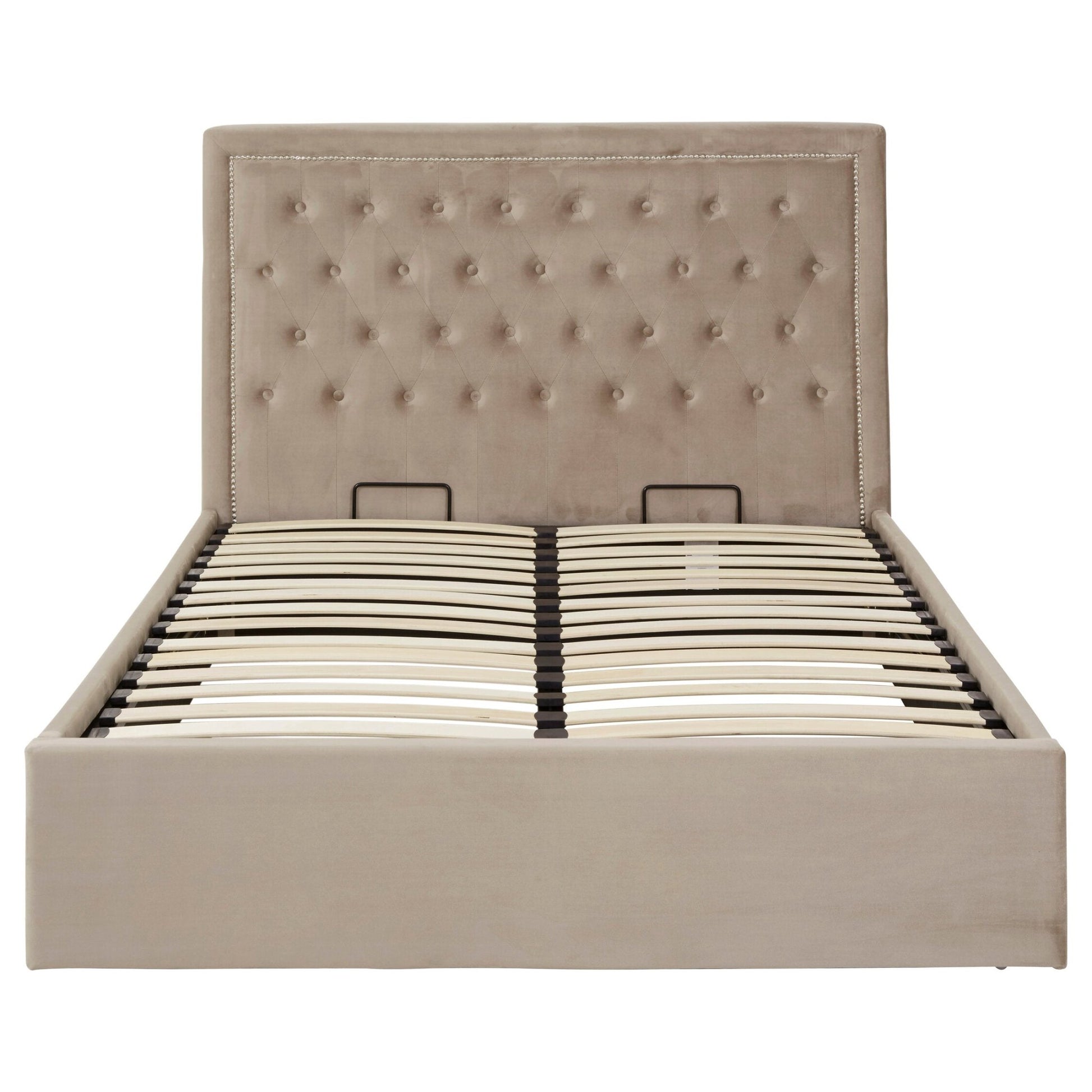 Hannah Mink Velvet Ottoman Double Bed | Luxury Home Accessories | Heulog Glow