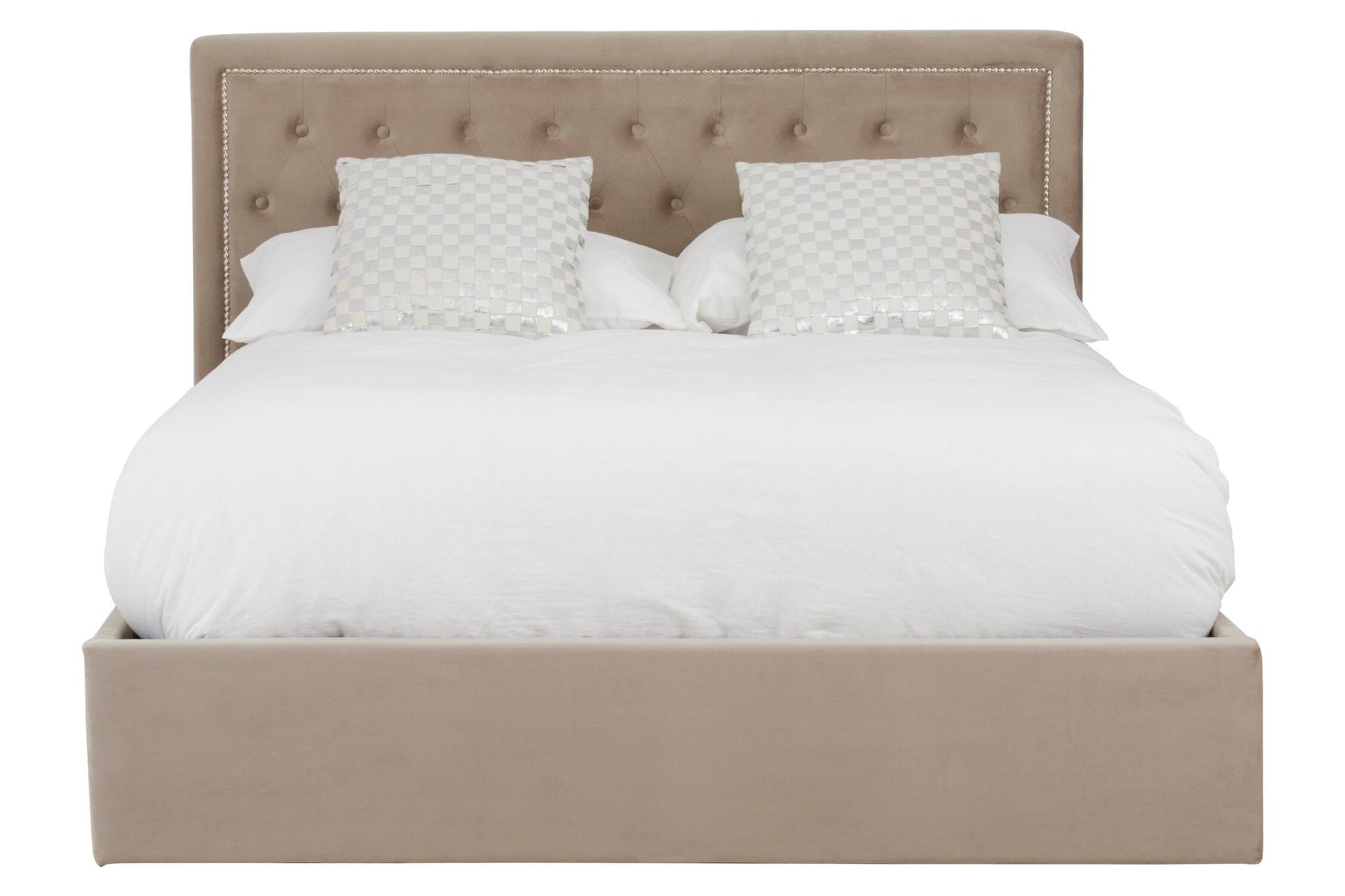 Hannah Mink Velvet Ottoman King Bed | Luxury Home Accessories | Heulog Glow