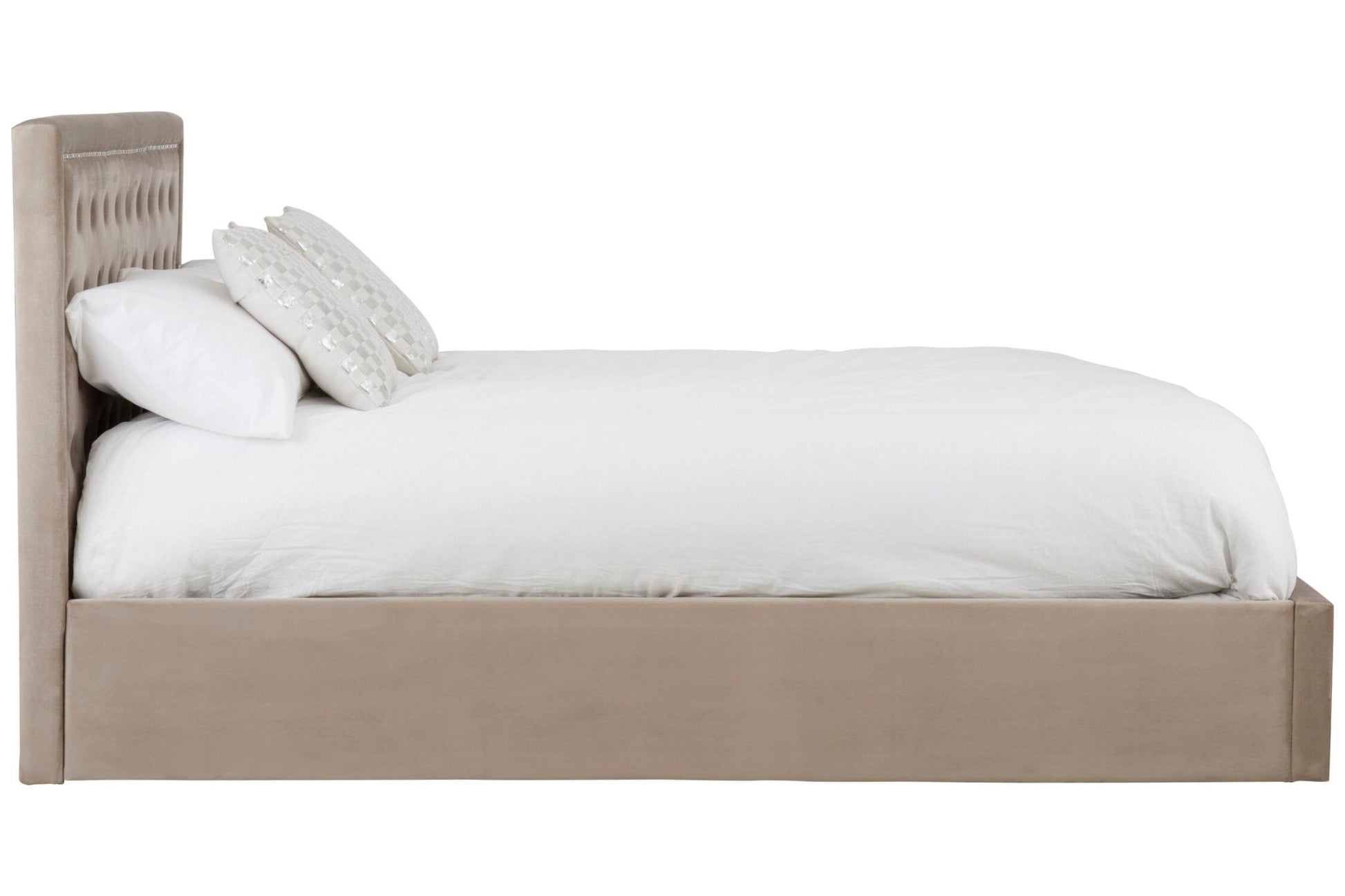Hannah Mink Velvet Ottoman King Bed | Luxury Home Accessories | Heulog Glow