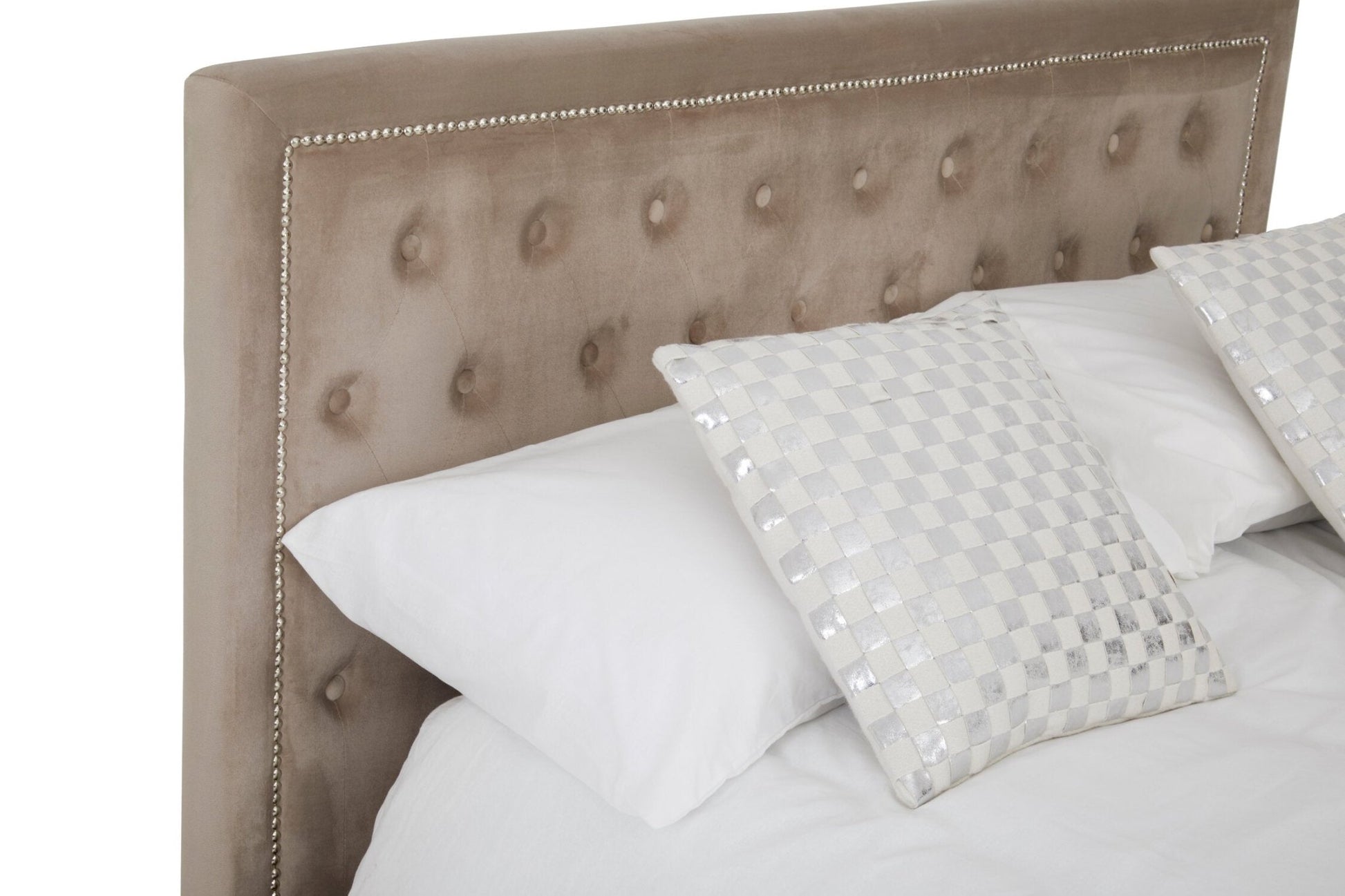 Hannah Mink Velvet Ottoman King Bed | Luxury Home Accessories | Heulog Glow