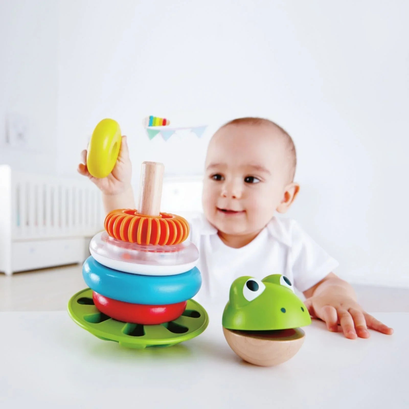 Hape Mr Frog Stacking Rings | Luxury Home Accessories | Heulog Glow
