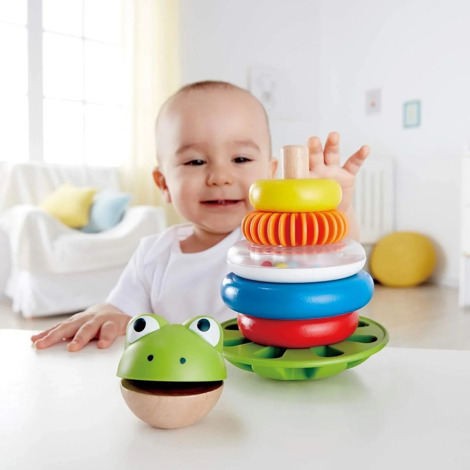 Hape Mr Frog Stacking Rings | Luxury Home Accessories | Heulog Glow