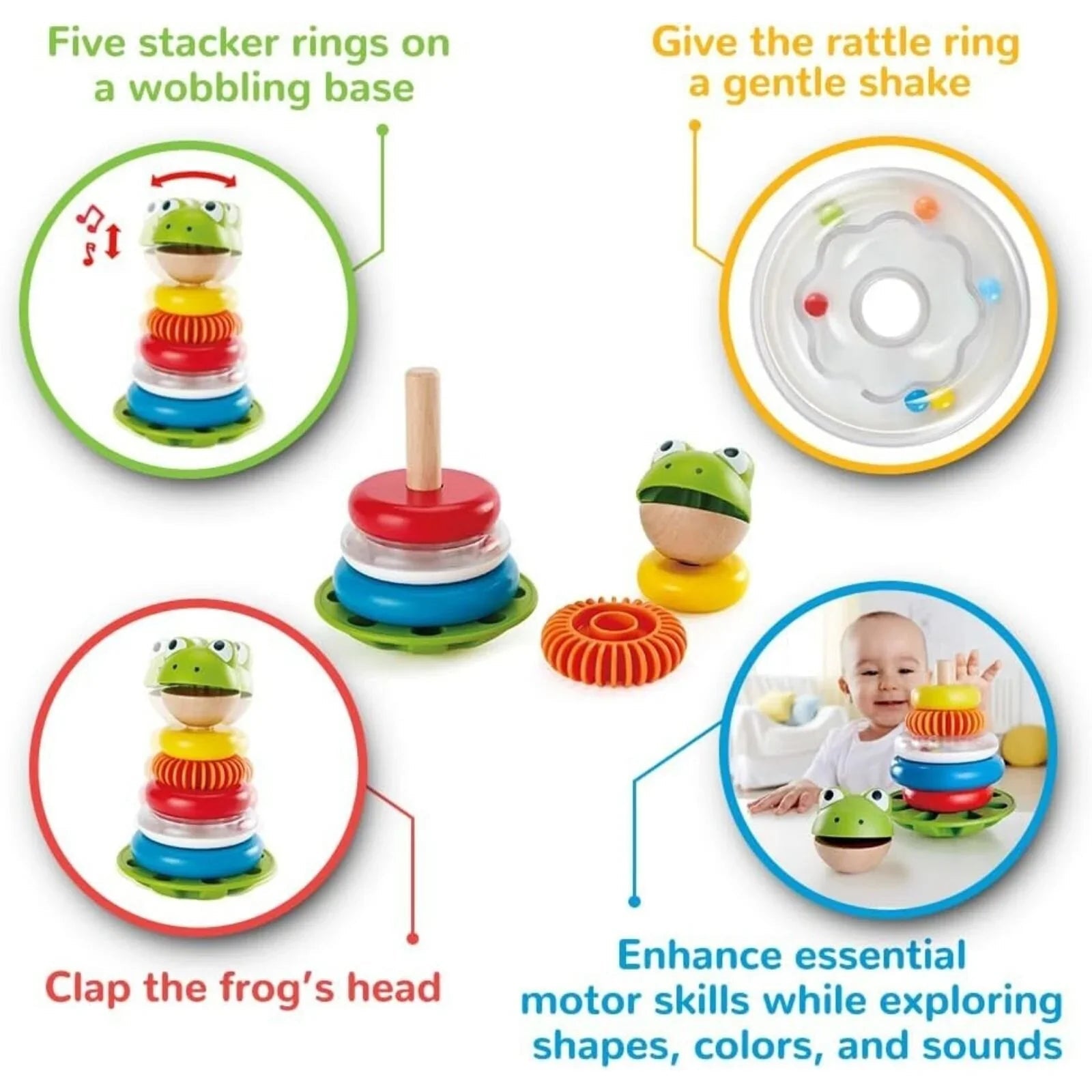 Hape Mr Frog Stacking Rings | Luxury Home Accessories | Heulog Glow