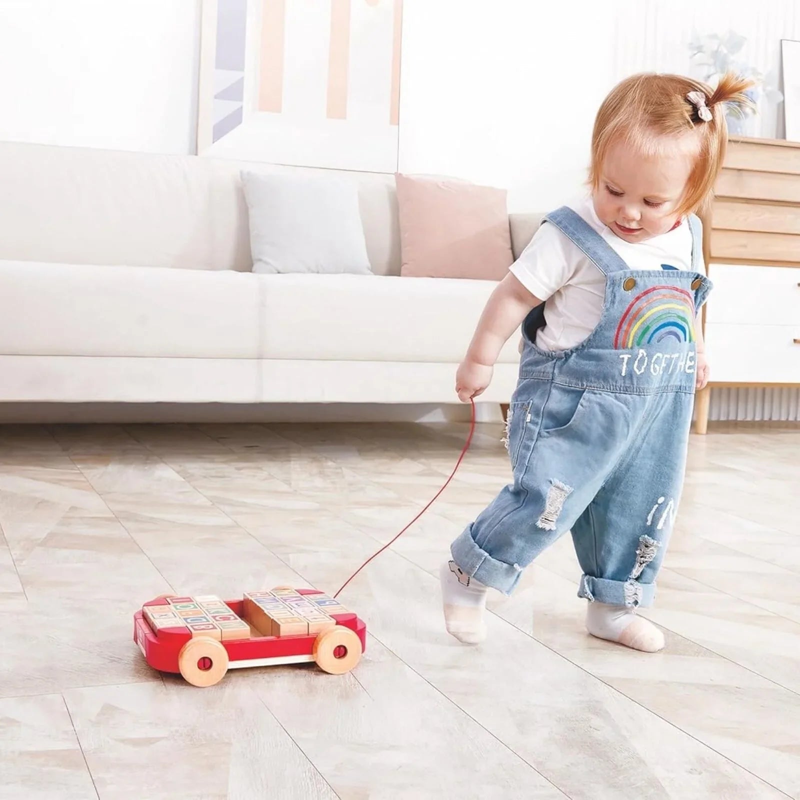Hape Pull Along Cart with Stacking Blocks | Luxury Home Accessories | Heulog Glow