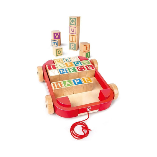 Hape Pull Along Cart with Stacking Blocks | Luxury Home Accessories | Heulog Glow