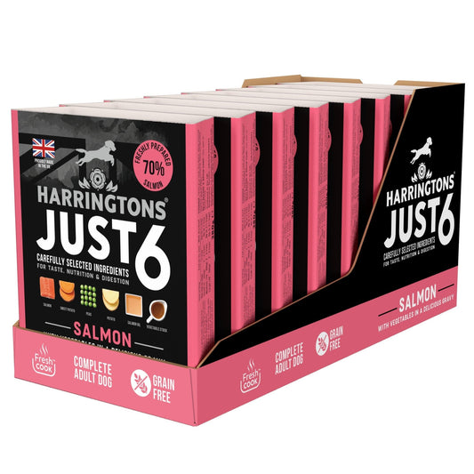 Harringtons Dog Just 6 Wet Salmon 8x380g | Luxury Home Accessories | Heulog Glow
