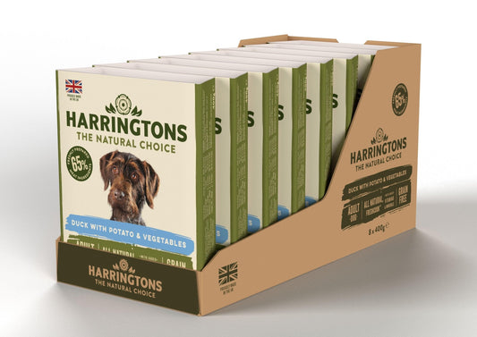Harringtons Dog Wet Duck & Potato 8x400g | Luxury Home Accessories | Heulog Glow