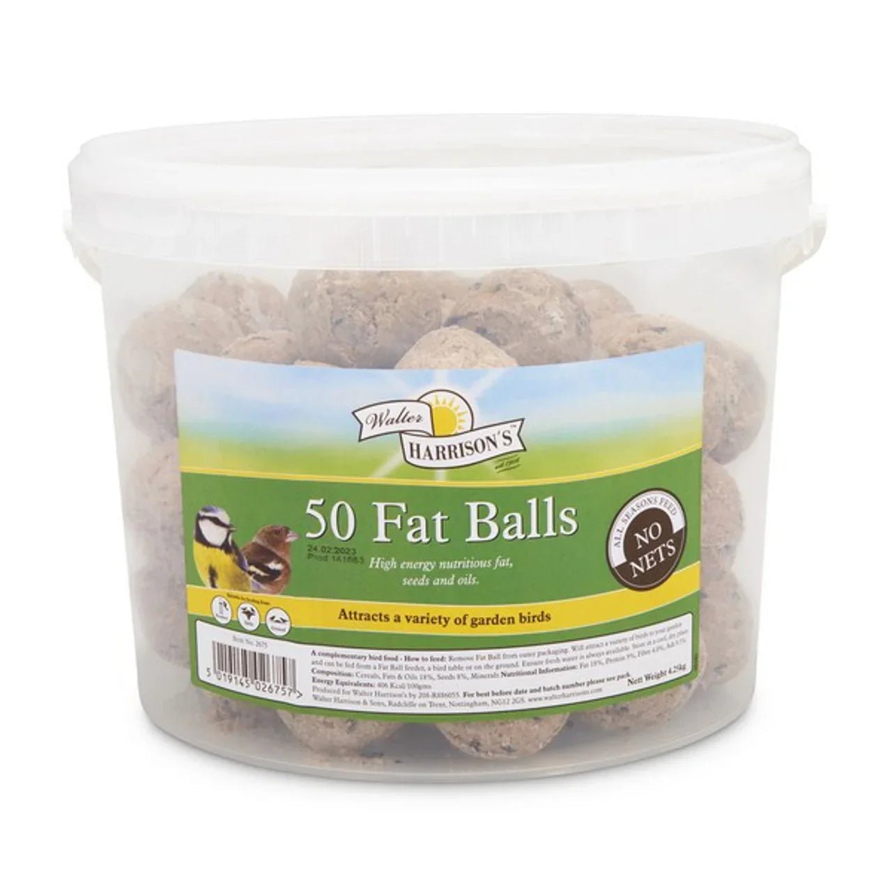 Harrisons Energy Boost Fat Balls 50 Tub (No Nets) 85g | Luxury Home Accessories | Heulog Glow
