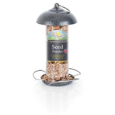 Harrisons Hammertone Silver Mini Seed Feeder 20cm | Luxury Home Accessories | Heulog Glow