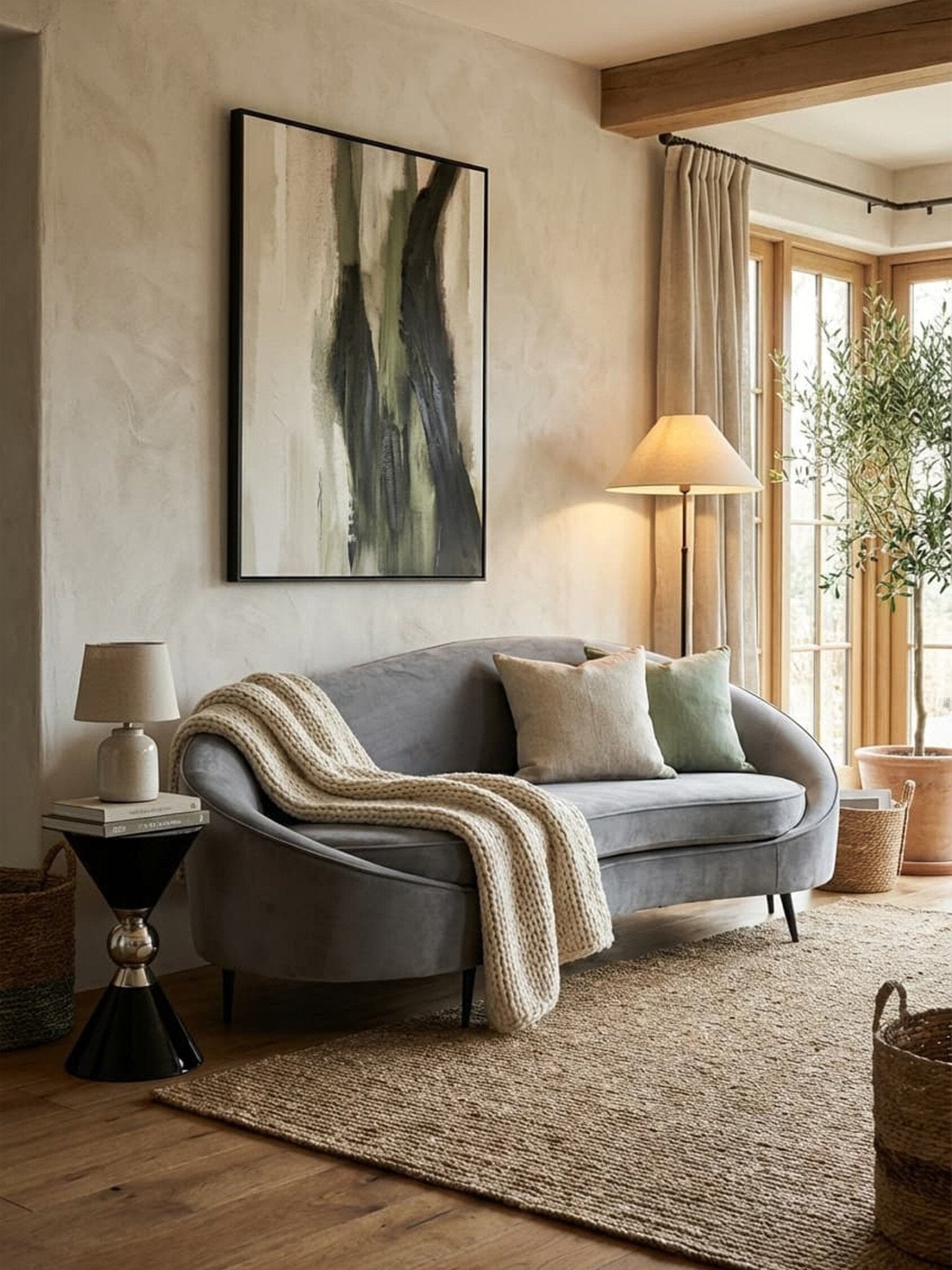 Hasina Three Seat Grey Velvet Sofa | Luxury Home Accessories | Heulog Glow