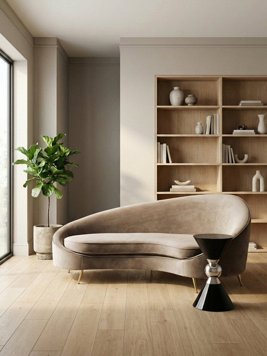 Hasina Three Seat Mink Velvet Sofa | Luxury Home Accessories | Heulog Glow