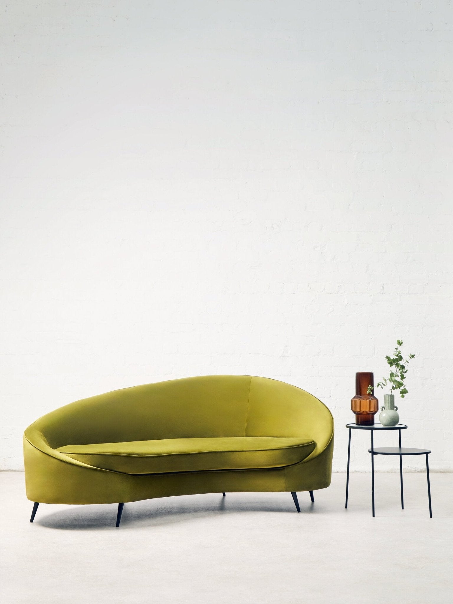 Hasina Three Seat Olive Velvet Sofa | Luxury Home Accessories | Heulog Glow